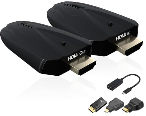4K trådlös HDMI-sändare och mottagare, 500 FT/150 m räckvidd, Plug and Play 2.4G/5G trådlös HDMI-förlängningskit för video- och ljudöverföring för laptop/PC etc. Ingen app/Bluetooth behövs
