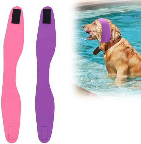 PEUTIER 2pcs Bonnet de Bain pour Chien, Bonnet de Bain Imperméable pour Chien sans Rabat Cache-Oreilles pour Animaux de Compagnie Fournitures de Natation (Rose, Violet)
