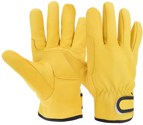 EINSKEY Arbeitshandschuhe aus Ziegenleder für Damen & Herren – Dornenfeste Gartenhandschuhe, Robust für Baustelle, Holzarbeiten, Schweißarbeiten, Rosen schneiden und Haushalt