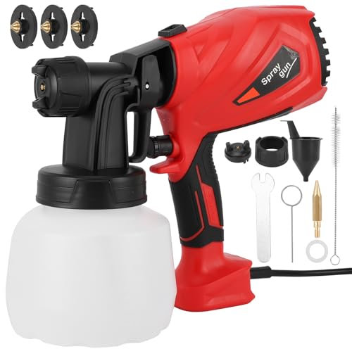 Pistolet A Peinture Electrique et Accessoires, Pulvérisateurs de Peinture Electrique pour Voiture, Mur et Plafond Portable Pistolet À Peinture Electrique avec 3 Buses
