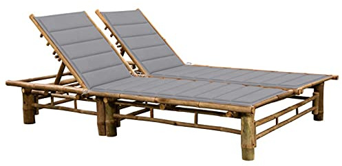 Homgoday Dubbel solstol med bambukuddar, solstolar, möbelbäddsoffa, poolsäng, solstol för trädgården Model3063946