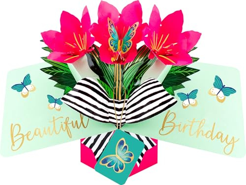 Grattis på födelsedagen Amaryllis pop up-kort 3D gratulationskort POP241