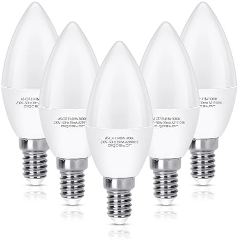 Aigostar LED Glühbirne E14 11W (Ersetzt 75W Birne), Warmweiß 3000K, 1060 Lumen, Abstrahlwinkel 220 Grad， Leuchtmittel E14 C37, 5 Stück