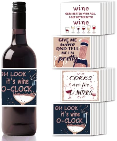 SUPERDANT 40 pz. Adesivi per Etichette di Bottiglie di Vino con Testo Divertente Etichette Adesive In Carta Patinata Decorazioni per Bottiglie di Vino per Matrimonio Fidanzamento 8.5x10.2cm