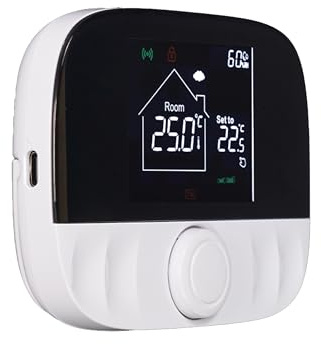Trådlös termostat WiFi + RF433, trådlös termostat, för gaspanna och golvvärme med vatten, batteridriven enhet + 220 V 5A-mottagare, veckoprogrammering, TUYA APP