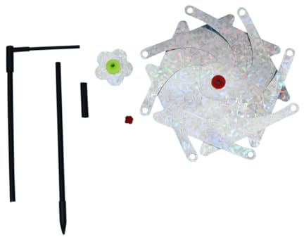 Yardenfun 2 Ensembles Moulin à Vent Anti-Oiseaux Réfléchissant avec Tige Accessoire Maison pour Éloigner Corbeaux et Pigeons Protection Jardin PVC Lot