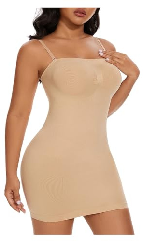 TTDGYYXW Damkroppsklänning Dam Justerbar rem Shapewear Slips Sexig magkontroll under klänning Ärmlös Cami Silp Seamless helkroppslyftare