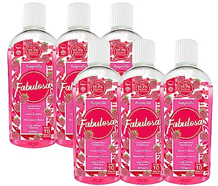 Fabulosa 4 in 1 Concentrated Antibacterial Disinfectant All Purpose Cleaner, 220ml, 6 pack, Raspvilla