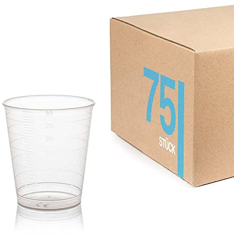 Tuuters 75 bicchieri per medicinali, 30 ml, infrangibili, per grappa, medicinali (trasparenti)