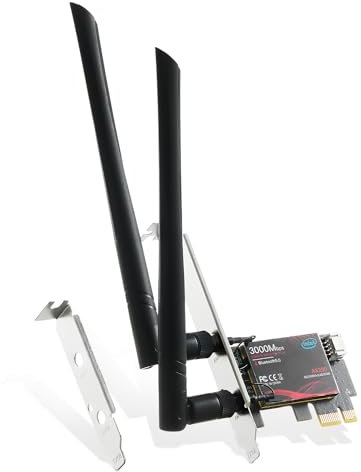 Binardat Adaptador de Red WiFi AX3000 PCIe WiFi, Chip Intel AX200 Bluetooth 5.0, Doble Banda 2.4 GHz/5 GHz OFDMA y MU-MIMO, para Windows 10/11