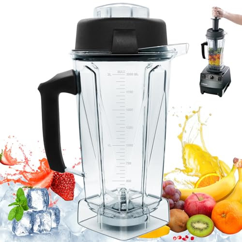 For 64oz Vitamix Blender Pitcher with Tamper, Replacement for Vitamix 5200 5300 6000 6300 6500 5000 5500 7500 4500 A2300 etc. for vitamix Blender Container Jar Cup, 3 Years Manufacturer