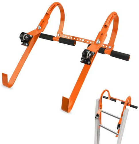 2 Pack Ladder Roof Hook, 330 Lbs Load Capacity Heavy Duty Ladder Hooks with Wheel Extension Ladder Accessories Stabilizer Rubber Grip T-Bar for Damage Prevention, Easy Setup to Access Steep Roof
