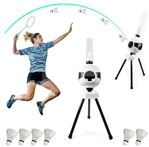 Mocoli Máquina para Servir Bádminton, Máquina de Entrenamiento de Bádminton con 6 Bádminton Máquina para Servir Volante para Entrenamiento en Solitario Entrenamiento de Captura, Capacidad de 20 Bolas