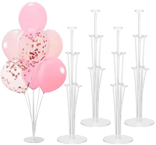 4 Sets Balloon Stand Kits, Balloon Sticks Holder with Base for Table, Decorations for Party Birthday Wedding Baby Shower Gender Reveal Graduation