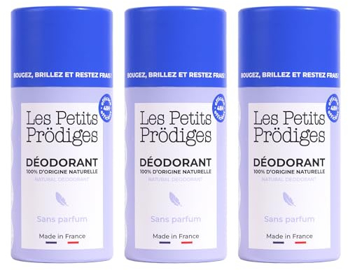 LES PETITS PRODIGES - Déodorant Sans Parfum - Femme enceinte et allaitante -100% Naturel Tout Type de Peau - Sans Alcool Conservateur Aluminium Parabène - Peau sensible - Fabriqué en France - Lot de 3