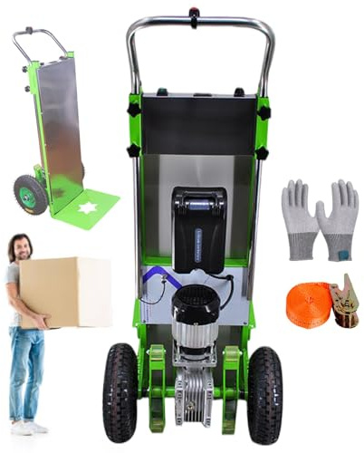 pealiritansemen Carretilla Eléctrica para Subir Escaleras, 1500 W, Capacidad De 400 KG, con Mango Plegable E Indicador De Potencia En Tiempo Real, 4 M. Cuerda De Amarre + Un Par De Guantes