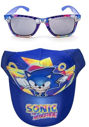 Cappellino e Occhiali Sonic Unisex per Bambini, Design Originale, Regolabili e Leggeri, Ideali per L'Estate e Come Protezione Solare