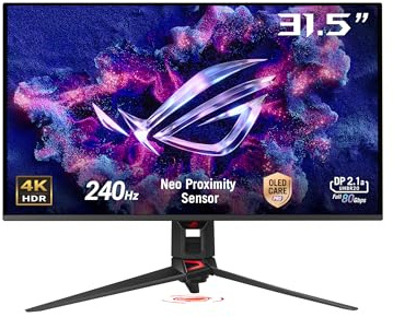 ASUS ROG Swift 32” 4K OLED Gaming Monitor (PG32UCDMR) ― 4K (3840 x 2160), QD-OLED, 240Hz, 0.03ms, G-SYNC Compatible, 99% DCI-P3, USB-C 90W, DisplayWidget, DisplayPort 2.1, 3 yr Warranty