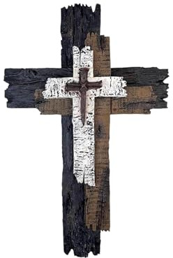 Floatdream Vintage cruz Jesús, Cruz Jesús madera, para pared, decoración rústica multicapa, para salón, cocina, jardín, oficina, iglesia.