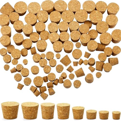 40 Tapón de Madera Tapones Cónicos de Corcho para Botellas de Vino Tapones de Corcho Cónicos Grandes y Pequeños para Botellas de Vino y Cerveza 8 Tamaños