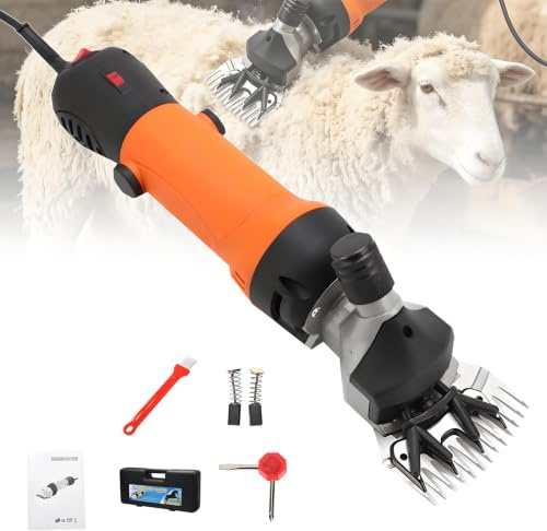 Klippmaskin för Får och Elektrisk Fårklippningsmaskin Har 690W 2400 RPM 6 Justerbara Hastigheter för Får Getter Alpackor Lamor Gårdsdjur Boskap Gård Orange