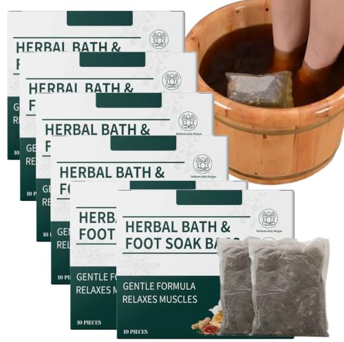 Herbal Foot Soak Bags, Stress Relief Daily Relieve Fatigue Dispel Cold Remove Dampness Relaxation, Natural Herbal Moxa Leaves Foot Bath Bag for Smooth Feet for Relaxing Spa and Bath Soak (60pcs)