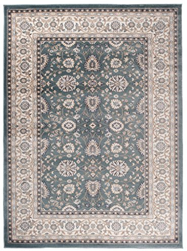Traditioneller Klassischer Teppich für Ihre Wohnzimmer - Dunkel Grün Creme - Perser Orientalisches Ziegler Nain Muster - Blumen Ornamente - Top Qualität Pflegeleicht AYLA 300 x 400 cm Groß
