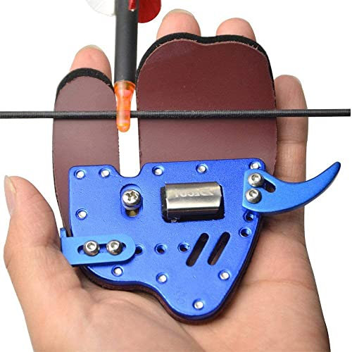 Tiro con Arco Protecciones Guantes de Dedo Ajustable para Arco con Fila de Cuero