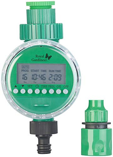 Royal Gardineer Beregnungscomputer: Bewässerungs-Computer mit 16 Programm-Speicherplätzen und LCD-Display (Zeitschaltuhr Bewässerung, Digitaler Bewässerungscomputer, Gartenschlauch)