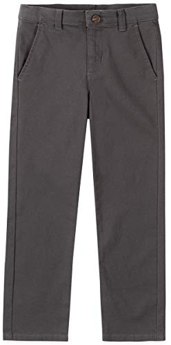 Chaps Big Boys School Uniform Twill Pull-on Pants, Grey, 12