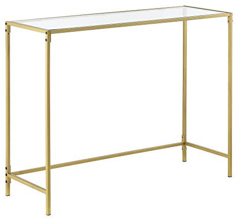 [en.casa] Tavolo Consolle da Ingresso/Soggiorno 100 x 35 x 80 cm Mobile di Appoggio con Telaio in Accaio Color Oro e Piano in Vetro