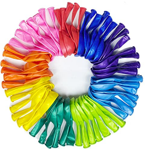 Craftsboys Balloons Pack of 60, Rainbow Set 12 Inch, Assorted Bright Colors, Made With Strong Multicolored Latex, For Helium Or Air Use. Kids Birthday Party Decoration Accessory (Assorted, 60pcs)