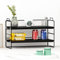 YunNasi Make Up Organizer Tisch Regal Schwarz Gewürzregal Holz Tischorganizer Schreibtisch Ablagesystem Desk Organizer Multifunktion Bücherregal für Schule Zuhause (schwarz, Zwei Schichten)