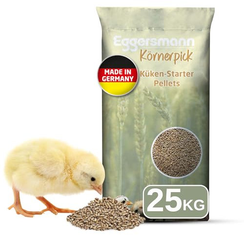 Eggersmann Körnerpick 25 kg Küken Starter Pellets GVO frei - Küken Futter - Premium Kükenfutter Hühner - Pellets für Hühner Gänse und Enten zur Aufzucht