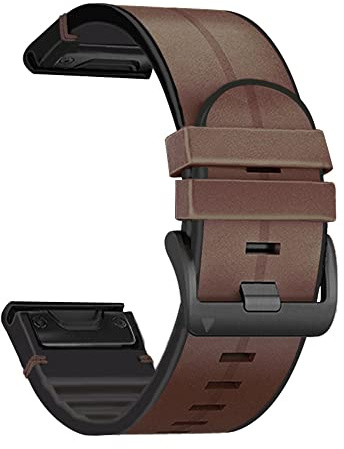 AISPORTS Correa de Reloj de Ajuste Rápido de 22mm Compatible con Garmin Fenix 6 Correa de Cuero de Silicona Híbrida Suave Correa de Repuesto para Garmin Fenix 7/6/6 Pro/5/5 Plus/Epix Gen2/Quatix 5/6