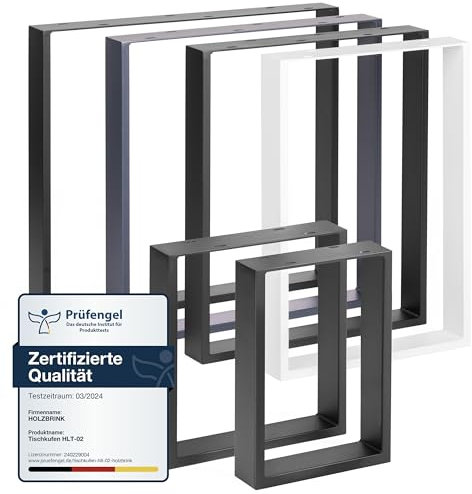 HOLZBRINK Tischbeine Metall Schwarz | Tischkufen/Tischgestell für Couchtisch, Esstisch, Schreibtisch, Sitzbank | 2 Stück Möbelfüße 60 x 72 cm