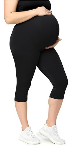Merry Style Große Größen Damen 3/4 Umstandsleggings aus Baumwolle MS10-464 (Schwarz, 3XL)