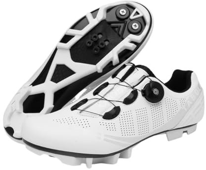 ENEN Herren Fahrradschuhe, Damen Mountainbike Schuhe Kompatible SPD 2 Schrauben mit Delta Lock Pedal, Drehbare Spitze Unisex Nylon MTB Radschuhe Reitschuhe