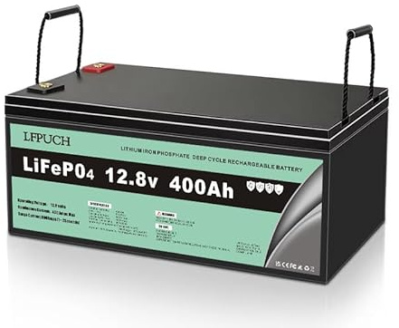 Leisure batteria，Batteria LiFePO4 da 12,8 V 400 Ah, batteria per il tempo libero al litio ferro fosfato, durata di 5000 cicli, BMS integrato, Adatto per impianti fotovoltaici,campeggio, ecc.