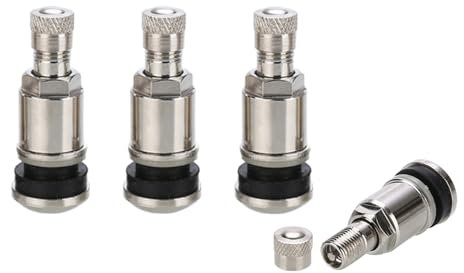 4 Pièces Universelles Tire Valve 11,3 mm Valve de valves en métal Jante en aluminium Argent Facile, Tige De Valves De Pneu en Acier Inoxydable Valves en Acier Argenté avec Capuchon de poussière pour M