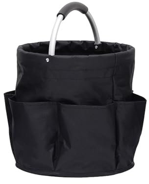 EUBSWA Bolsa de limpieza universal de 17 L, organizador de productos de limpieza, cesta de almacenamiento plegable, organizador de limpieza para interior, jardín, baño, negro