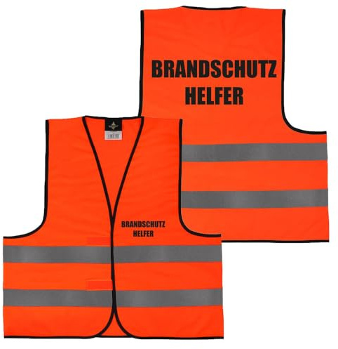 PartyMagix Brandschutzhelfer Warnweste mit Aufdruck - 5er 10er Sets Rücken/Front- Druck - Gelb Orange M/XL/XXL/5XL Farbe 1 Stück - orange, Größe XS/S