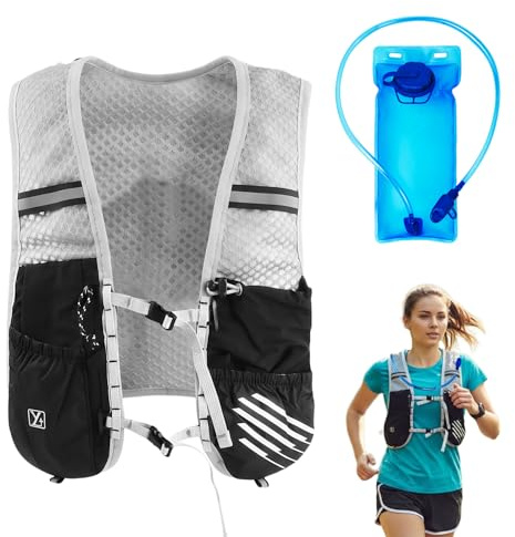 Ecofocet Chaleco Hidratacion Trail Running, Mochila de la Bolsa de Agua con Bolsa de Agua 2L, Correas de Pecho Ajustables, Mochila de Trail Running para Maratón/Jogging/Senderismo/Ciclismo