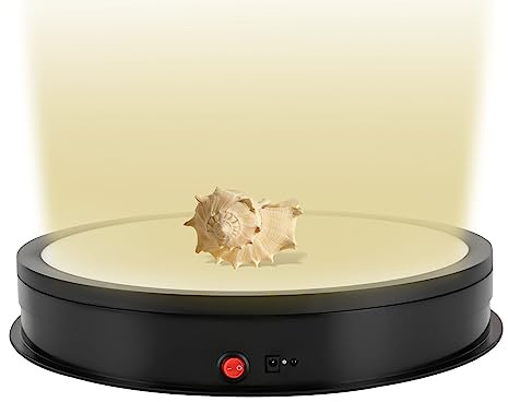 Piatto girevole elettrico da 42 cm, con illuminazione a LED e telecomando, per fotografia del prodotto, portata 110 kg, piastra girevole a 360°, con 3 luci colorate DMX, tavolo girevole per