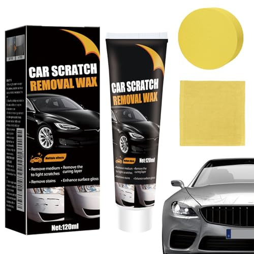 Reparador de arañazos, Removedor de Rayos para Vehículos, Pulimento Coche Arañazos, Removedor de Rayones para Vehículos Aporta Brillo y Protección con Esponja para Pintura de Coche Moto, 120ml
