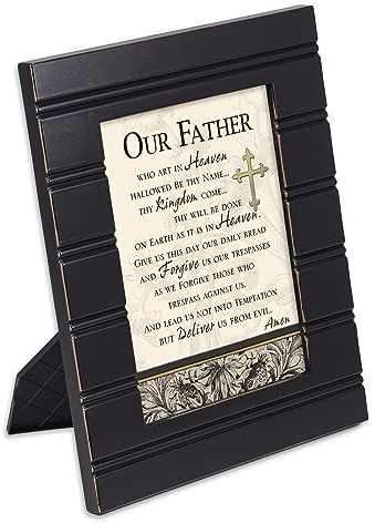 Cottage Garden The Lords Prayer Our Father Cross 8 x 10 Distressed Black Accent Picture Frame Plaque
