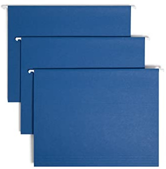 Smead Cartelline sospese colorate con registro, taglio 1/5, scheda regolabile, formato lettere, blu navy, 25 pezzi per scatola (64057)