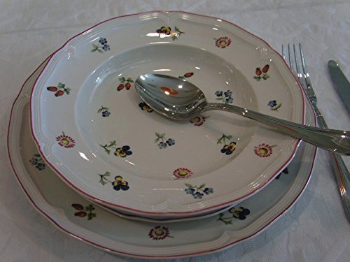 Villeroy & Boch Set aus 8 Teilen: 4 flache Teller und 4 tiefe Teller Petite Fleur