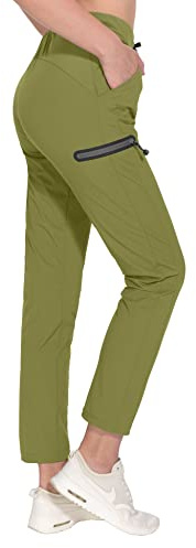 Little Donkey Andy - Pantaloni alla caviglia da donna, ultra elasticizzati, ad asciugatura rapida, leggeri, con coulisse, ideali per escursionismo, viaggi e allenamento, Donna, A8. Oliva, X-Small