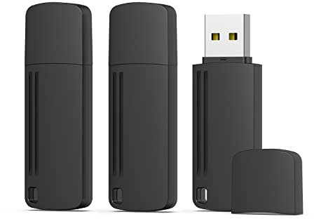 KEXIN 64GB USB Stick 3 Stück Speicherstick USB2.0 Mini USB Sticks Flash-Laufwerk mit Kappe High Speed Datenspeicher Flash Drive mit LED-Licht (64 GB, Schwarz)